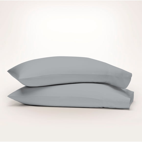 Purity Home 100% Organic Cotton Pillowcases, 300 Thread Count Percale, Breathable, Super Soft, & Cozy 2-Piece - King Light Gray