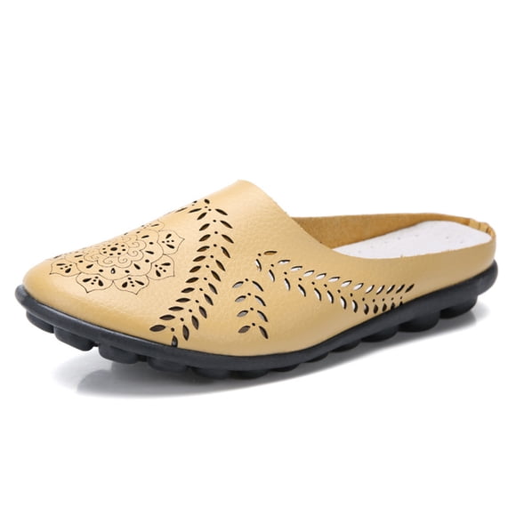YOUYEDIAN Flat Shoes for Women Dressy Non Slip Slip on Loafers Spring Summer Work Walking Shoes Casual Closed Toe Orthopedic Shoes (Yellow)