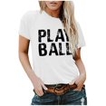 thumbnail image 1 of 2021 Women Concise Fashion Letter Print  Neck Short Sleeve Tops T-shirt for women, 1 of 4