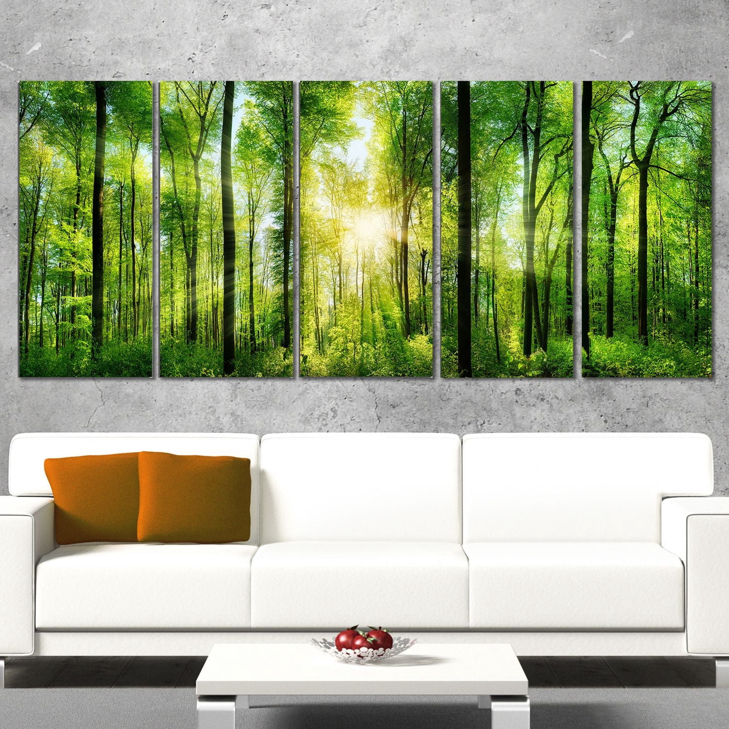 Tableau à toile imprimée Design Art Paysage Panorama Forêt avec rayons de soleil