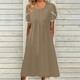 thumbnail image 1 of Lenago Summer Plus Size Summer Dresses Mode Femmes Décontracté Aguichant Col en V Imprimé Summer Manches Courtes Poches Robe Fête Plage Dresses en Liquidation, 1 of 6