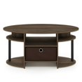 thumbnail image 3 of Pemberly Row Engineered Wood Oval Coffee Table with Bin in Columbia Walnut, 3 of 6