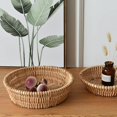 thumbnail image 3 of Round Hand Woven Storage Basket Desktop Storage Serving Platter Creative Organizer Household Collection Retro Classic Arrangement Decorative Photography Props, 3 of 7