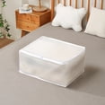 thumbnail image 1 of Vaidha Folding Plastic Storage Box For Storage Under The Bed Odorless Moistureproof Trash Can Suitable For Pillows Coats Blankets White Translucent, 1 of 7