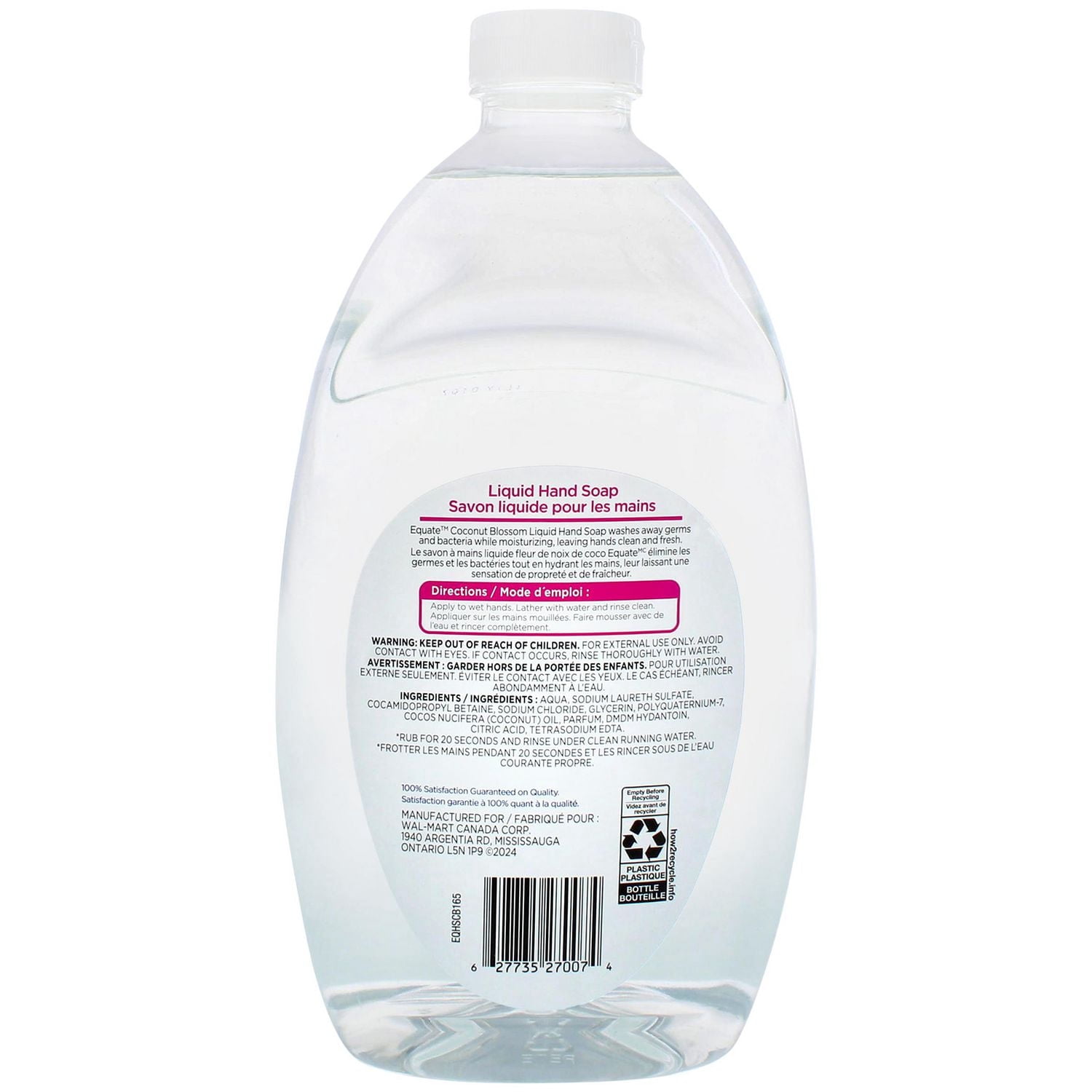 Equate fleur de noix de coco Savon pour les mains hydratant, 1.65L