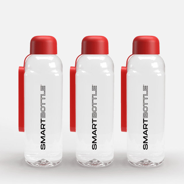 Smartbottle Bouteille d'Eau Mince Réutilisable, Rouge, 500 ml / 16 Oz, Lot de 3