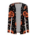 thumbnail image 4 of Women‘s Halloween Cardigan Sweater Skull Pumpkin Print Pattern Long Cardigans Sweater Coats Tops Ginger M, 4 of 5