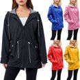 thumbnail image 1 of Veste Imperméable Légère pour Femmes Doublée en Polaire à Capuche Coupe-Vent Longue, 1 of 8