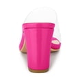 thumbnail image 4 of BLISSFUL STEP Women's Clear Point Toe High Block Heel Mules Slides Sandals Hot Pink 8.5, 4 of 8