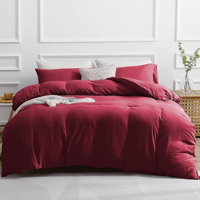 Duvet Cover Queen -Piece Prewashed Ultra Soft Queen Bedding Set - Features Zipper Closure and Corner Ties Includes Duvet Cover x Pillowcases No Comforter