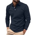 thumbnail image 1 of RXIRUCGD Chemise Décontractée pour Homme à Manches Longues avec Boutons, Poche et Col Rabattable, Bleu Marine, Taille : L, 1 of 5