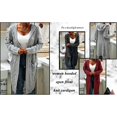 thumbnail image 2 of Women Hooded Open Front Cardigan Cable Knit Sweaters Solid Chunky Long Sweater Coats with Pockets, 2 of 5