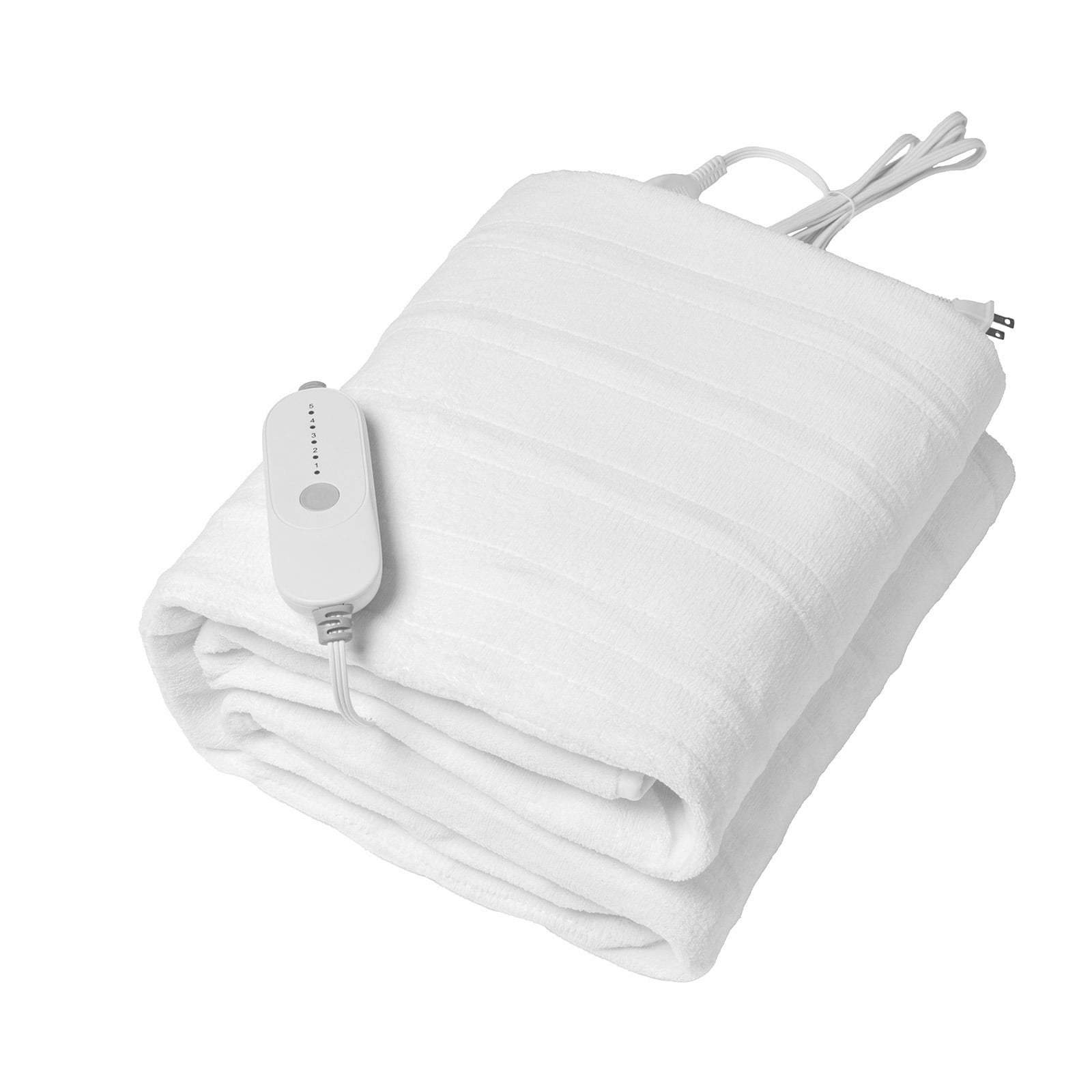 KFFKFF Full Size Heated Mattress Pad 54"x75", 5 Heat Settings, Machine-Washable Breathable Coral Fleece, Electric Bed Warmer White