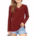thumbnail image 1 of vdgthytj Toddler Boys Girls Long Sleeve T-Shirts Kids V Neck Solid Color Color Basic Tops Fall Spring Outfit Blouse, 1 of 5