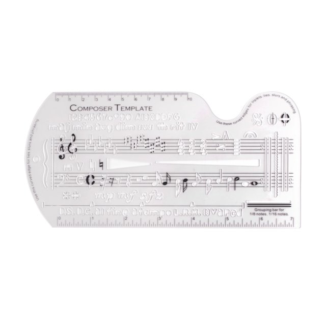 Music Composer Template Sheet Music Drawing Sheet Ruler Dual Scales Curve Ruler PP Transparent Silk Screen Printing Music Symbol Manuscript Tool Ruler for Composers and Music