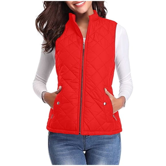 Meichang Puffer Vests for Women Sleeveless Full Zipper Quilted Lightweight Puffer Coats Basic Vests Winter Work Casual Outerwear