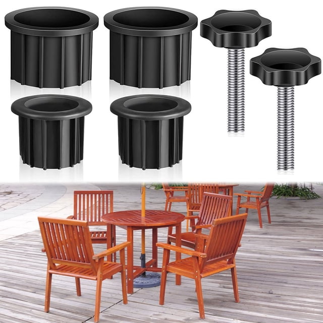 6PCS Patio Umbrella Base Parts Plastic Parasol Stand Replacement Parts 4PCS Umbrella Base Bracket Hole Ring Plug Cover 2PCS M8 Cap Screws for Most Beach Backyard Balcony Umbrella Hole
