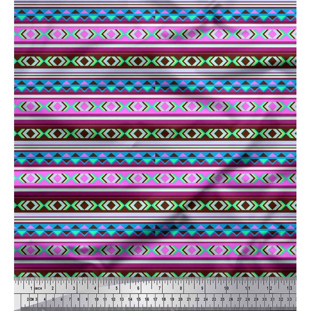 Soimoi Cotton Duck Fabric Aztec Geometric Decor Fabric Printed Yard 56 Inch Wide