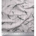thumbnail image 1 of Soimoi Grey Rayon Fabric Stripe & Mosquito Insects Decor Fabric Printed Yard 42 Inch Wide, 1 of 1