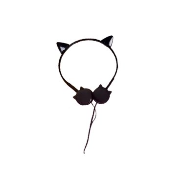 3.5mm Wired Cute Cat Ear Shape Headphone with Microphone Music Phone Headset-Black