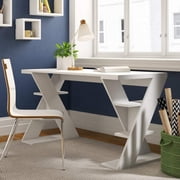 JV Home Papillon Collection White 55 inch Office Desk Long Home Office Table for Study ,Work, Laptop, Writing Table, Workstation