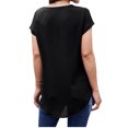 thumbnail image 4 of Femmes Zip V Cou avant Manches Courtes Ourlet Solide T-shirt, 4 of 4