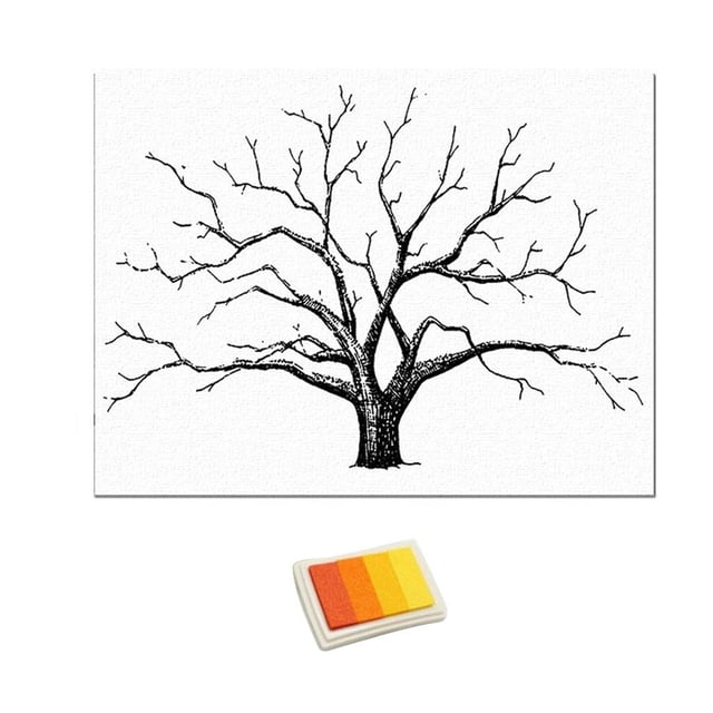 Abbracc Large Wedding Thumbprint Tree Painting Inkpad Guest Book Yellow