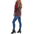thumbnail image 4 of Women Plaid Stripe Print Colorblock Crew Neck Long Sleeve Pullover Shirt, 4 of 5
