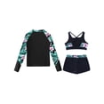 thumbnail image 4 of Manyakai 3Pcs Girls Tankini Rashguard Swimsuit Set Long Sleeve Swim Shirt Crop Top with Swim Trunk Lily 10, 4 of 7