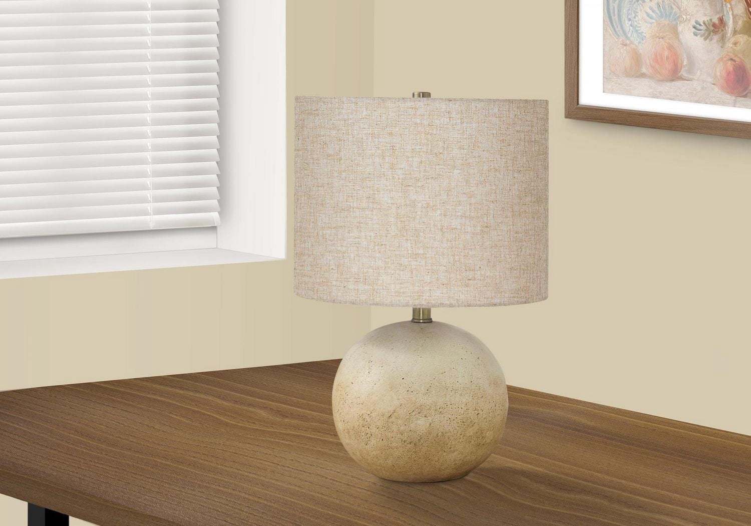 Monarch Specialties  Luminaire, 20"h, Lampe De Table, Résine Marron, Tons Beige., Contemporain