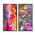 thumbnail image 2 of Designart « Rétro Groove Été Expressionnisme Abstrait » Peinture Abstraite Ensemble d'Art Mural Encadré de 2 - Ensemble d'Art Mural Encadré Moderne Rose de 2, 2 of 6
