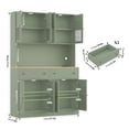 thumbnail image 2 of Homfa 71" Tall Kitchen Pantry Cabinet with LED Lights & Charging Station, MDF Freestanding Storage Cupboard with 8 Doors 2 Drawers, Buffet Cabinet with Storage for Dining Living Room, Green, 2 of 7
