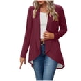 thumbnail image 1 of tarylea Hauts pour Femmes Tendance Col Rabattu Ourlet Irrégulier Cardigan Manches Longues Tunique Uni Décontractée Ample Hauts d'Automne, 1 of 8