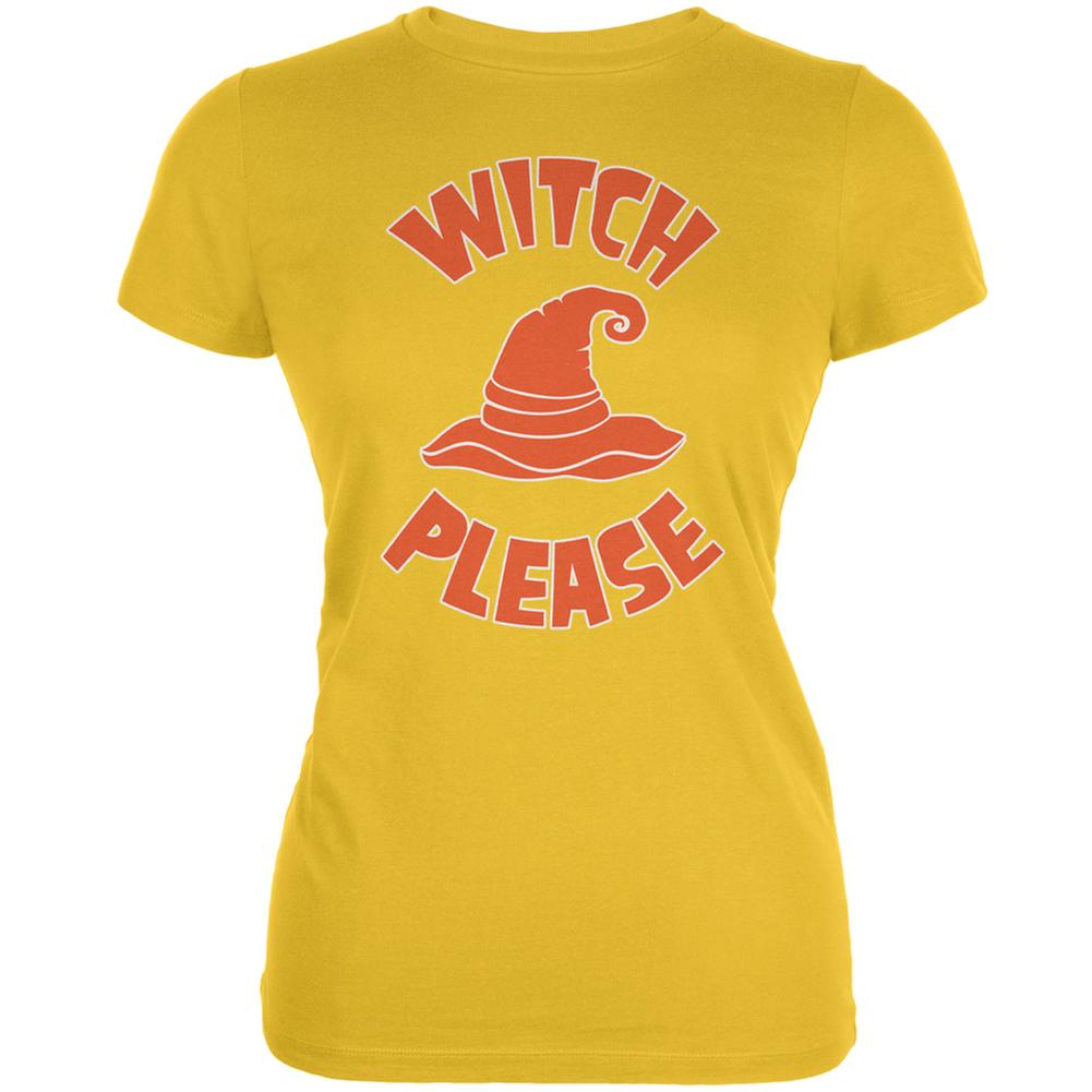 Halloween Witch Please Bright Yellow Juniors Soft T-Shirt