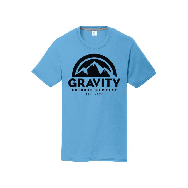 Gravity Outdoor Co. T-Shirt de Performance pour Jeunes - Logo Noir - Aqua - Petit