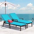 thumbnail image 1 of Costway 2PCS Patio Rattan Lounge Chair Chaise Recliner Back Adjustable Cushion Turquoise, 1 of 10