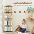 thumbnail image 4 of Flycity 4 Tier Rotating Bookshelf, 360° Display Rotating Bookcase Corner Storage Rack with Special Visible Partition Storage, Gold, 4 of 8