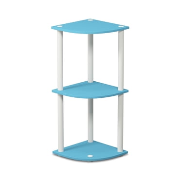 Furinno Turn-N-Tube 3-Tier Reversible Corner Display Rack Multipurpose Shelving Unit, Light Blue/White, 12077LBL/WH