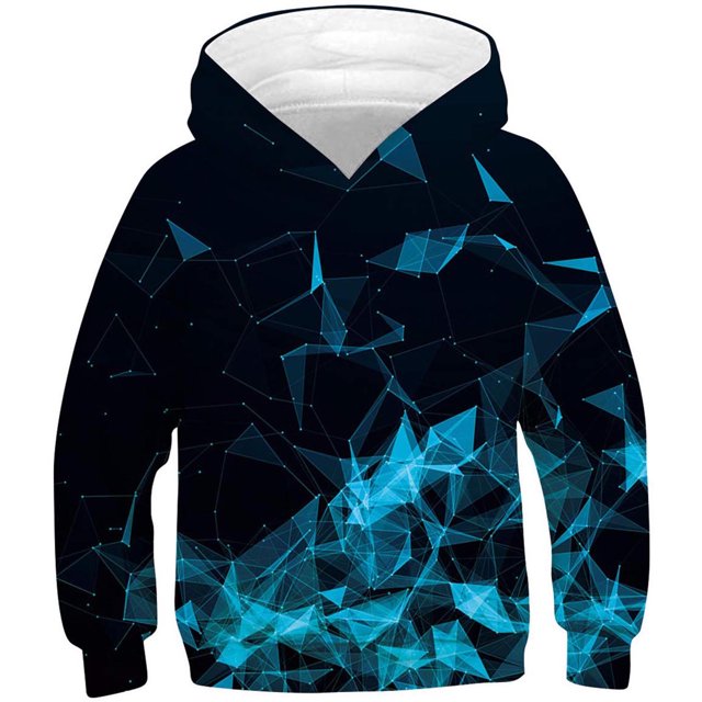 RXIRUCGD Chemise pour Enfants à Manches Longues Motif T-shirt Imprimé Col Rond Cool Garçon Sweat à Capuche (Bleu, Taille : 4 Ans)