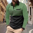 thumbnail image 1 of RXIRUCGD Hommes Décontracté Uni à Rayures à Boutons Manches Longues Col Rabattu Blouse Chemise Hauts, Vert, Taille : M, 1 of 5
