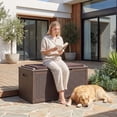 thumbnail image 1 of Homall 100-Gallon Outdoor Resin Deck Box for All-Weather Use Lockable Waterproof Storage Solution with Cushion Storage，Brown, 1 of 7