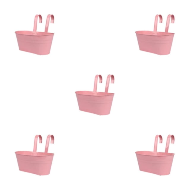 Transemion Iron Colorful And Practical Balcony Planters Railing Hanging For Stylish Garden Different Rainbow Pink 5Set