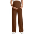 thumbnail image 1 of ’S Winter Maternity Straight Leg Pants – High Waist Over Bump High Stretch & Breathable Plus Size Pants Coffee M, 1 of 6