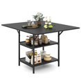 thumbnail image 1 of Costway Dining Table for 4-6People,47”Rectangular Kitchen Table with 2-tier Storage Shelves Black, 1 of 10