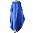 thumbnail image 2 of Meichang Robes Maxi pour Femmes 2025 Été Robe en Lin à Manches Longues Col Rond Robe Chemise Ample Robes Décontractées Longue avec Poches, 2 of 4