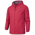 thumbnail image 1 of Fashnice Coupe-Vent pour Homme à Fermeture Éclair Complète Manteau Uni à Capuche Veste Légère de Sport Imperméable Rouge 2TG, 1 of 2