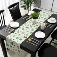 thumbnail image 2 of Lucky Clover Shamrocks Table Runner, St. Patricks Day Holiday Table Runners for Dining Table Decor, Kitchen Decor Burlap Table Runners 48 Inches Long St Patricks Day Decorations Dresser Scarf13x48in, 2 of 6