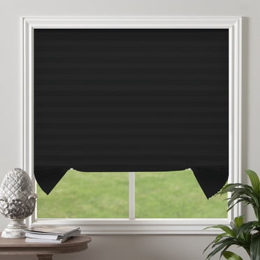 Biltek Stores Plissés en Tissu Filtrant la Lumière Découpés sur Mesure, Stores de Fenêtre en Tissu Sans Cordon pour l'Intimité - 48 Pouces L x 72 Pouces H, Noir