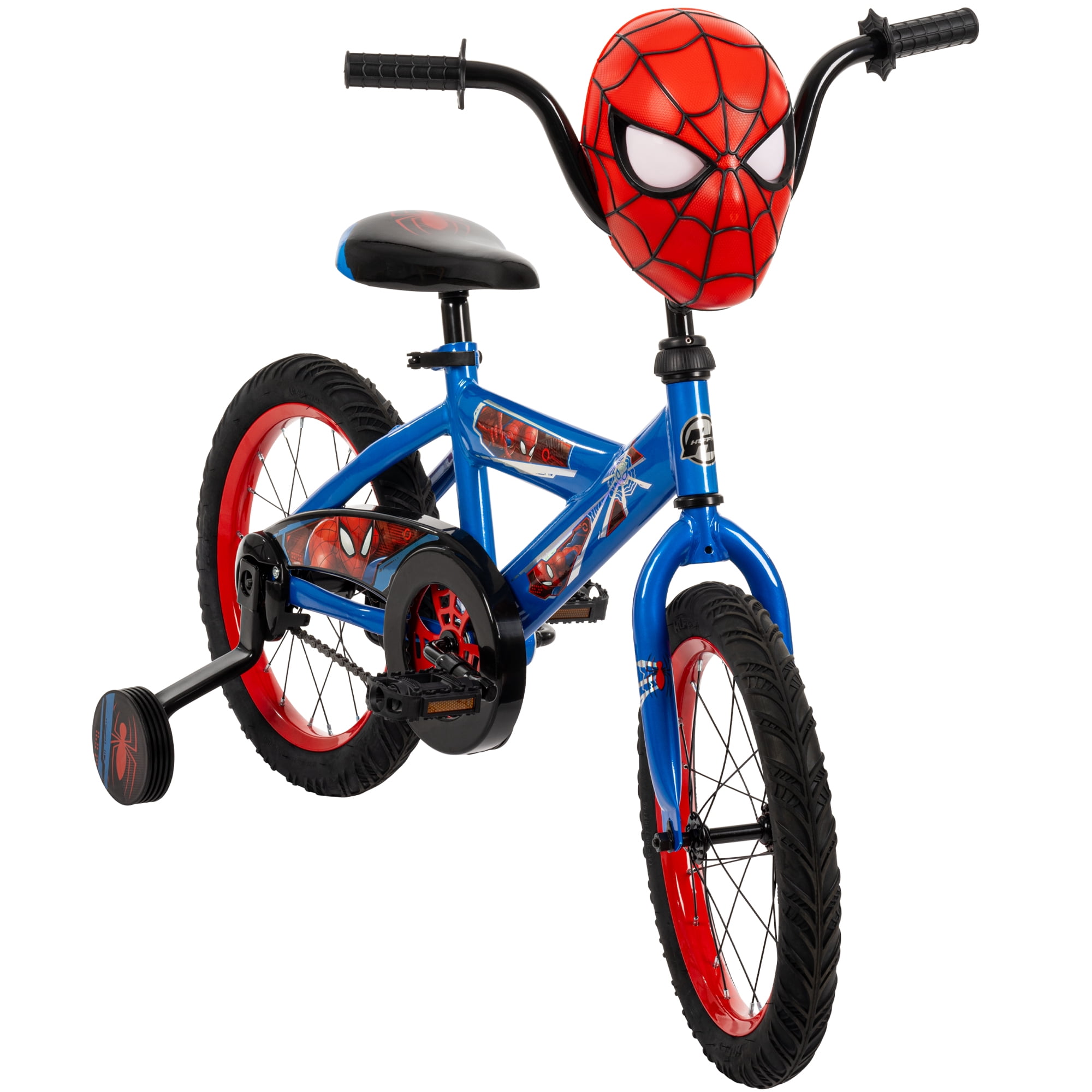 Huffy 16-inch Spider-Man Bike for Boys with Training Wheels, Blue/Red