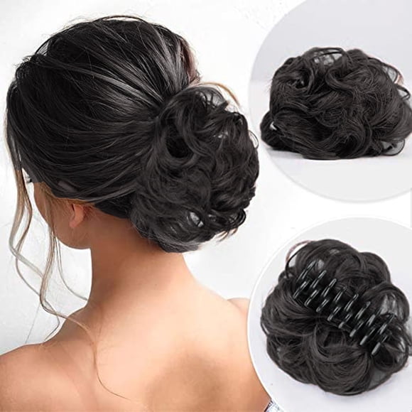 EGNMCR Wigs Human Hair Messy Bun Easy Clip Wig female grasping Clip HairNatural Hair Curler Fashion hair